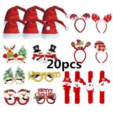 1 Set Random Style Christmas Decoration Glasses Set, Holiday Christmas Gift, Hats, Headbands, Clapping Circles, Wholesale - Black and White - View 7