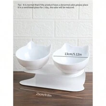1pc Cartoon Cat Design Pet Bowl - White - View 7
