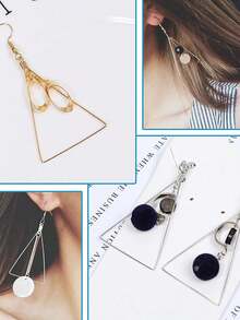 120入組耳環製作成套工具,包括40入組三角形,40入組淚滴形和40入組扇形串珠圓耳環成分DIY首飾製作(顏色:金色&銀) - 彩色 - 查看 7