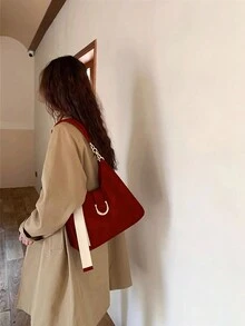 今年流行腋下链红色包包女2023新款高端质感小众单肩新娘结婚包 - 紅色 - 查看 5