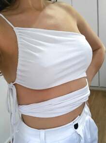 Top Cropped ou Kit Duo Amarração Faixas Multi Formas de amarrar Preto Sexy Calor Verão Carnaval Multi Amarrações