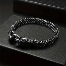 Pulsera De Cadena Con Cabeza De Serpiente De Acero Inoxidable Para Hombre, Estilo Punk, Regalo Diario De Joyas Temáticas De Motocicleta