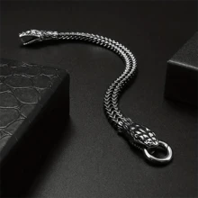 Pulsera De Cadena Con Cabeza De Serpiente De Acero Inoxidable Para Hombre, Estilo Punk, Regalo Diario De Joyas Temáticas De Motocicleta