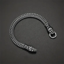 Pulsera De Cadena Con Cabeza De Serpiente De Acero Inoxidable Para Hombre, Estilo Punk, Regalo Diario De Joyas Temáticas De Motocicleta