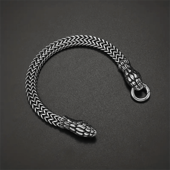 男士不鏽鋼蛇頭鍊手鐲,朋克風格,電單車主題的日常首飾禮物