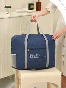 Đơn giản Dung lượng lớn Túi hành lý , Nhẹ Dây kéo Túi xách tay , Gấp lại Túi vải thô , Gấp lại Du lịch Túi vải thô , Nhẹ Dung lượng lớn Hành lý Hộp đựng , Đơn giản Qua đêm Dây kéo Túi xách tay - Màu xanh hải quân - Xem 3