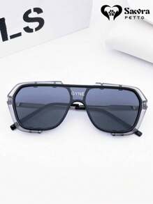 Lentes de sol tipo aviador piloto para hombre accesorios de moda - Negro - Ver 1