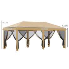 Canopy Tent, 19.25x9.75x8.75ft, Pop Up Canopy Party Tent With Netting, Waterproof And Sun Shelter Gazebo For Outdoor Party, Camping, Commercial Events - Kaki - Voir 2