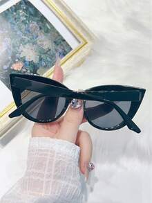 1pc Butterfly Frame Y2k Cat Eye Rhinestone Decoration Fashion Glasses For Women - Perfect For Party & Street Style - Black - View 2