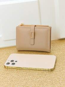 MINGYOU Short Snap Minimalist Wallet, Young Women's Fashion PU Zipper Wallet Card Holder