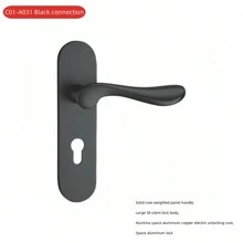 Simple Black Door Lock - Black - View 2