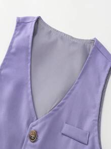 KIMOCAT Chàng trai trẻ Bộ đồ Với Sọc Tay áo dài Áo sơ mi & Áo vest & Quần Đối với Hoa Con trai Đầm - Màu tím - Xem 3