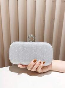 Bolso de mano de noche de mujer elegante, brillante, con lentejuelas y de lujo, bolso minimalista brillante y purpurina, bolso cuadrado brillante perfecto para fiestas, bodas, galas, cenas y cócteles