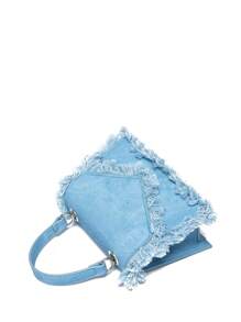 Women's Fashion Fringe Trim Mini Handbag - Baby Blue - View 6