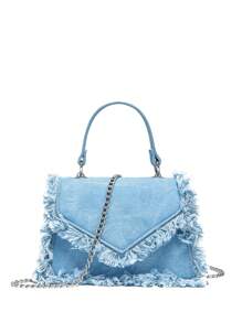 Women's Fashion Fringe Trim Mini Handbag - Baby Blue - View 3