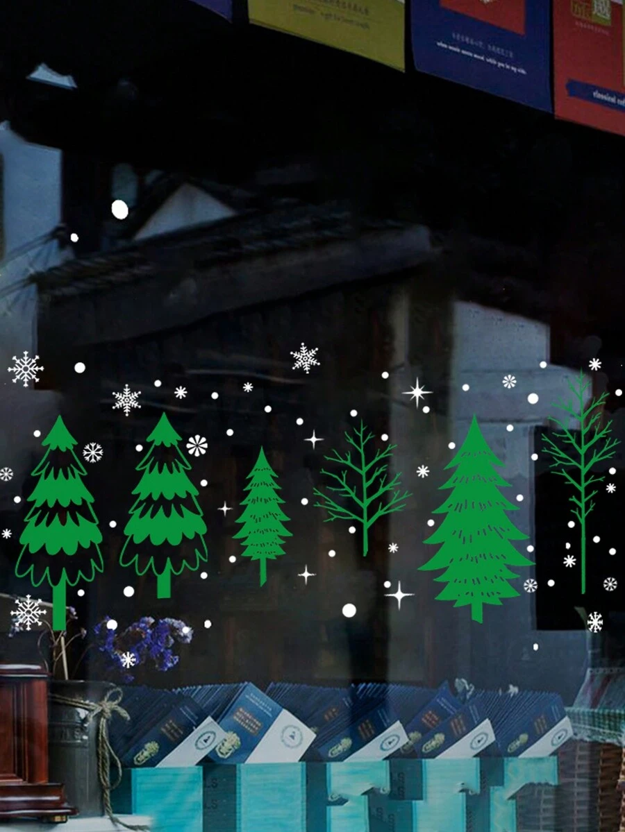 2pcs Christmas Themed Electrostatic Glass Stickers For Party Window Decoration - Multicolor - View 1