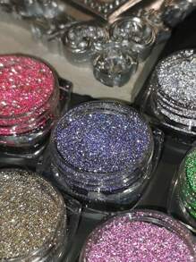 反光闪粉 6 件装 闪亮粉色银色钻石美甲浸粉 全息闪光颜料美甲亮片 - 彩色 - 查看 4