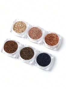 6盒香槟色Y2K美学金色全息美甲闪粉美甲艺术金属闪亮亮片金色美甲闪粉套装，用于美甲装饰 - 彩色 - 查看 3