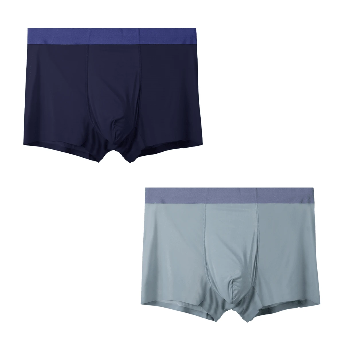 2pcs Men's Ice Silk Underwear, Seamless Breathable Boxer Briefs, Thin And Comfortable, Solid Color - Multicolor - View 1