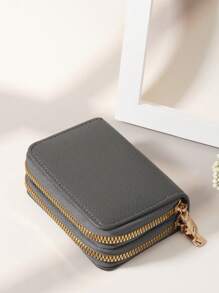 1入組信用卡包儲物袋,男女組織卡包錢包小錢袋,新雙層拉鍊包,男女適用,適合日常購物,校園旅遊,妻子送禮物,適合女士,女孩,淑女,女性,書包學用品,適用於宿舍和返校季 - 灰色 - 查看 4