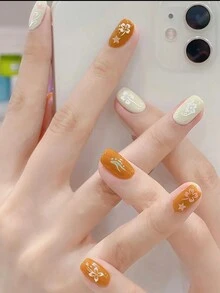 (una Hoja) Pegatina De Uñas Floral 5d En Rosa Y Blanco Fresco Con Adhesivo Trasero 3d Para Efecto Tridimensional - Multicolor - Ver 3