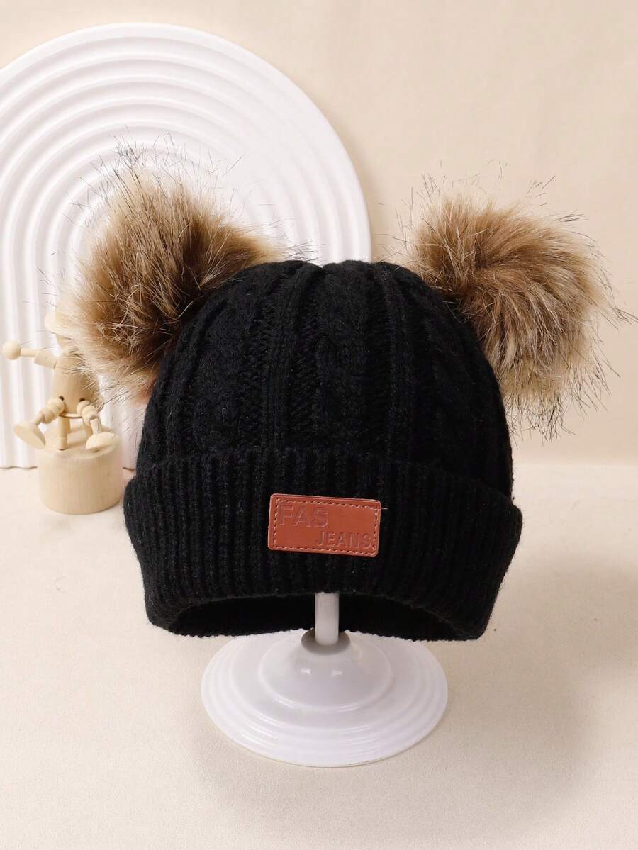 1 Miếng Dệt kim Mũ len Với Giường đôi tiêu chuẩn Đối với Bé gái , Mùa thu Và Mùa Đông - màu đen - Xem 1