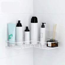 1pc White Triangle Storage Rack, Minimalist And Stylish Wall-mounted Bathroom Shelf, Suitable For Daily Use - White - View 1