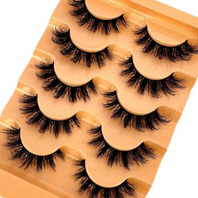 5 Pairs 5d Volume False Eyelashes, Fluffy Russian Big Curling Imitation Mink Hair Eyelashes