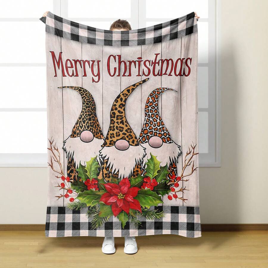 1入聖誕印花毯子,超柔軟舒適保暖的毯子,適用於旅行、露營、家居、辦公室、床、沙發、室外等多用途禮品毯子