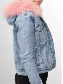 Chamarra de Mezclilla con Peluche desmontable, afelpada por dentro. - Rosa Pálido - Ver 3