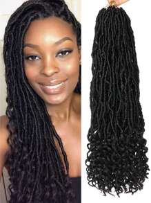 1-3 Gói Tóc Giả Dreadlocks Móc Sợi Mới, Tóc Nối Xoăn Đen Tự Nhiên, Tóc Dreadlocks Móc Sợi Tổng Hợp Dài Mềm Mại, Tóc Nối Dreadlocks Phong Cách Bohemian, Quà Giáng Sinh Cho Phụ Nữ (12 Sợi/Gói, 1b#) - màu đen - Xem 5