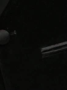 春季款單排扣立領紫絨夾克，男孩穿著帶扣袖口 - 黑色 - 查看 9