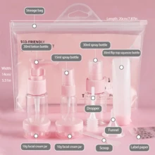 9入組粉色旅行分裝瓶套裝,適用於護膚品、化妝品,商務旅行方便攜帶的容器 - 粉色 - 查看 2