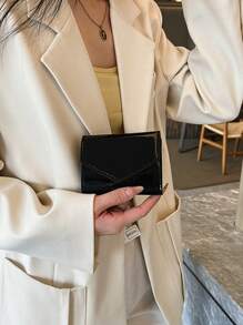 Solid Color Women's Short Coin Laser Shining Coin For Women Wallet Purse Wallet Small Wallet - Black - View 2