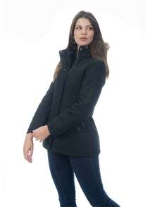 Chamarra Abrio PARA Mujer doble vista Cazadora Basica gorro desmontable - Negro - Ver 2