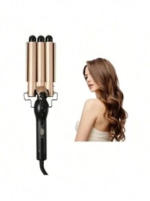 Pink Egg Roll Three-Bar Curling Iron For Big Wavy Water Ripple Triple Tube Electric Hair Curler - Pink - View 8