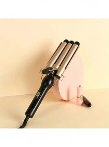 Pink Egg Roll Three-Bar Curling Iron For Big Wavy Water Ripple Triple Tube Electric Hair Curler - Pink - View 9