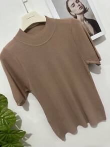 Women Knit Tops - Màu Khaki - Xem 2