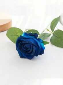 1/2/5/10件人造玫瑰花束，塑膠絲綢花束，生日派對裝飾，婚禮家居餐廳臥室窗台花瓶裝飾，情人節禮物，返校畢業季禮物（由於光線、螢幕等原因，實際產品與圖片之間可能存在輕微色差） - 寶藍色 - 查看 4