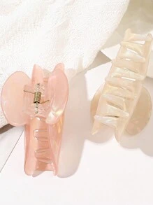 Paquete de 2 pinzas para el cabello con diseño de media luna iridiscente de color naranja acetato con efecto mármol, accesorios elegantes para el cabello para mujeres, fiestas, bailes y té, paseo por la calle, pinzas, sujetadores y recogedor de cabello