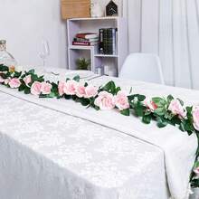 1入假薔薇藤蔓diy花圈材料,婚禮現場裝飾,家庭臥室、客廳、浴室牆面裝飾材料,戶外花園,學校生日派對用品,情人節和新年裝飾