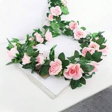 1入假薔薇藤蔓diy花圈材料,婚禮現場裝飾,家庭臥室、客廳、浴室牆面裝飾材料,戶外花園,學校生日派對用品,情人節和新年裝飾