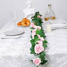 1入假薔薇藤蔓diy花圈材料,婚禮現場裝飾,家庭臥室、客廳、浴室牆面裝飾材料,戶外花園,學校生日派對用品,情人節和新年裝飾