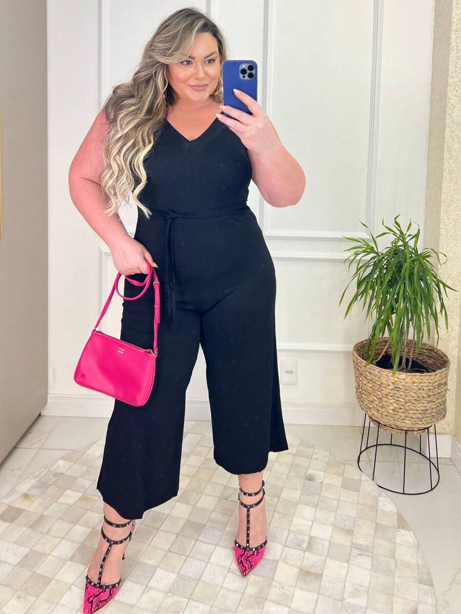 Plus Size Jumpsuits - màu đen - Xem 1