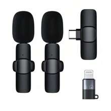 一拖二無線領夾式麥克風帶適配器,適合線上教學、會議、直播、錄製 Vlog 視頻 - 黑色 - 查看 6