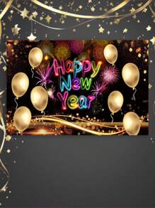 1入組2024新年主題派對裝飾用品,新年橫幅掛布,新年背景布,照片背景