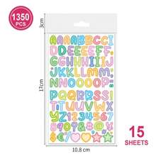 15 Sheets 0.5 Inch Cartoon Letter Stickers Set, 1350pcs Decorative Stickers For Notebook, Journal, Colorful - Multicolor - View 5