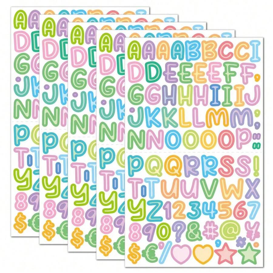 15 Sheets 0.5 Inch Cartoon Letter Stickers Set, 1350pcs Decorative Stickers For Notebook, Journal, Colorful - Multicolor - View 1