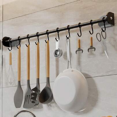1 szt. Wieszak ścienny do kuchni, wielofunkcyjne haki ścienne bez wiercenia, organizer do przechowywania w domu przyborów kuchennych, akcesoriów kuchennych i narzędzi kuchennych