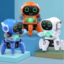 1入組小型舞蹈章魚機器人,具有燈光,音樂,行走,向前和向後移動功能和酷炫的led眼睛,適合兒童玩具和聖誕禮物 - 白色 - 查看 2